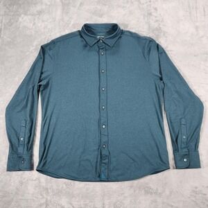 UNTUCKit Shirt Mens Large Teal Blue Heather Long Sleeve Button Down Stretch